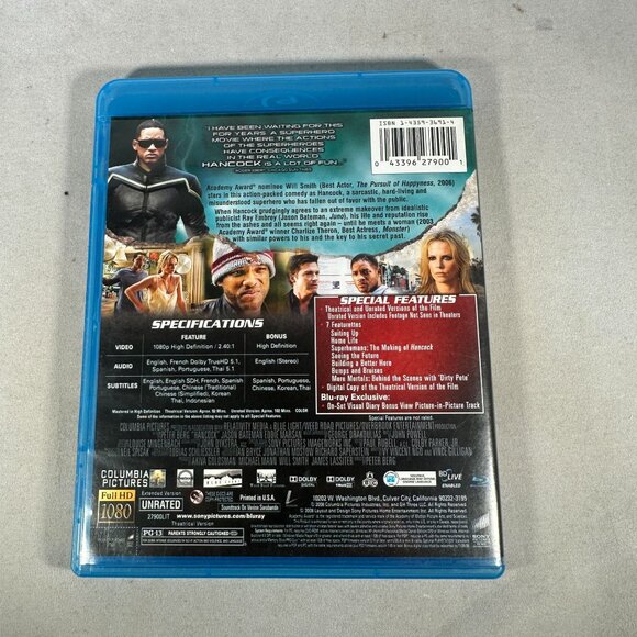 Hancock Unrated Special Edition Blu Ray Will Smith Charlize Theron Columbia - Picture 2 of 4